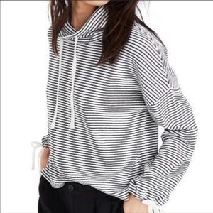 Madewell Stripe Funnelneck Tie-Sleeve Sweatshirt